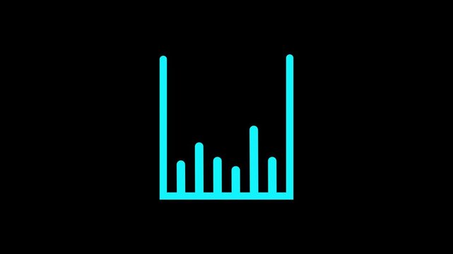 blue business graph chart growth up down or signal on black background with alpha channel. Business up and down signal concept.