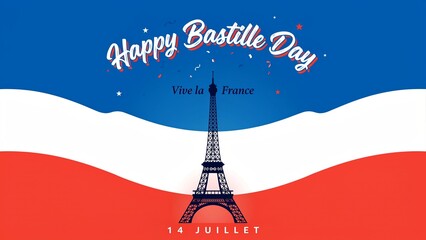 Bastille Day Illustration With Eiffel Tower And French Flag france