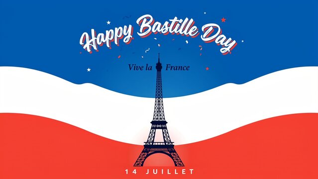 Bastille Day Illustration With Eiffel Tower And French Flag france