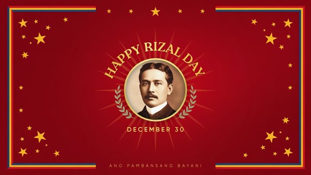 Rizal Day Commemoration Vector Illustration With Portrait And Laurel Wreath