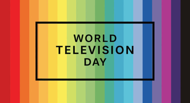 World television day graphic with rainbow color bars