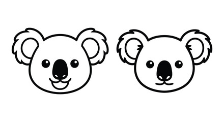 Two koala head silhouettes with rounded features and simplified outlines black on white silhouette koalas © Mama