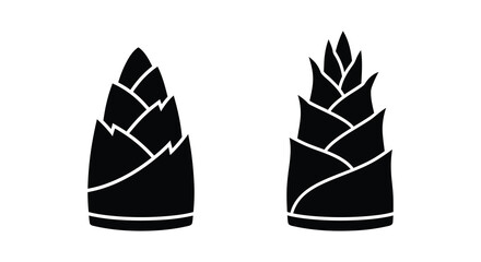 Two pinecone silhouettes against a white background a detailed botanical illustration silhouette pine cones conifer © Mama