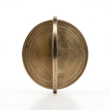 Modern Brass Decorative Bowl with Handle on White Background Studio Shot