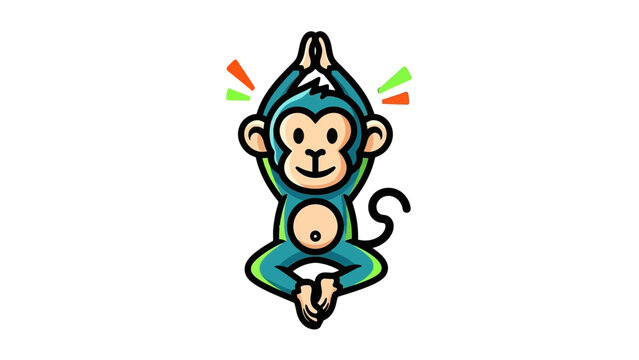 A cartoon monkey in yoga pose.
