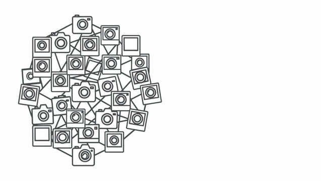 Cluster of Camera Icons Sketch.