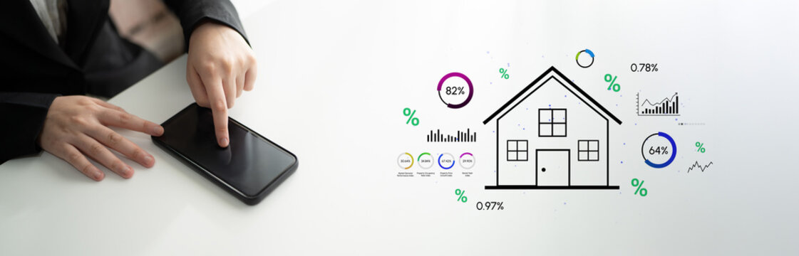 Business Professional Analyzing Real Estate Data on Smartphone with Graphical Statistical Elements for Market Research and Investment Decisions. Entropy.