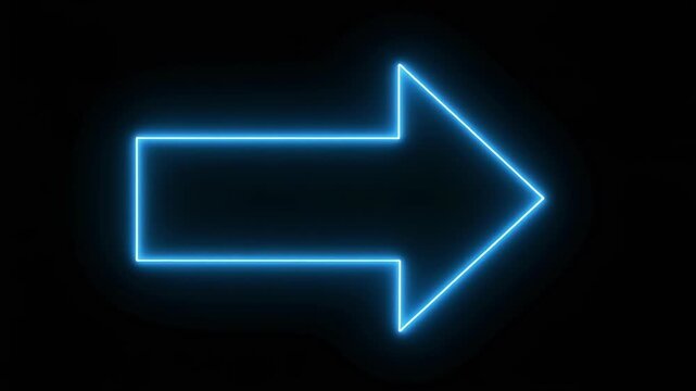 Neon blue arrow shape advancing forward with glowing light effect on black background