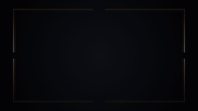 Elegant gold thin line frame forming on abstract dark background