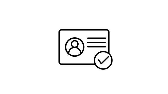 Animated id linear icon. Personal data verification. Identification. Access approved. white background. Motion Graphic concept. animation