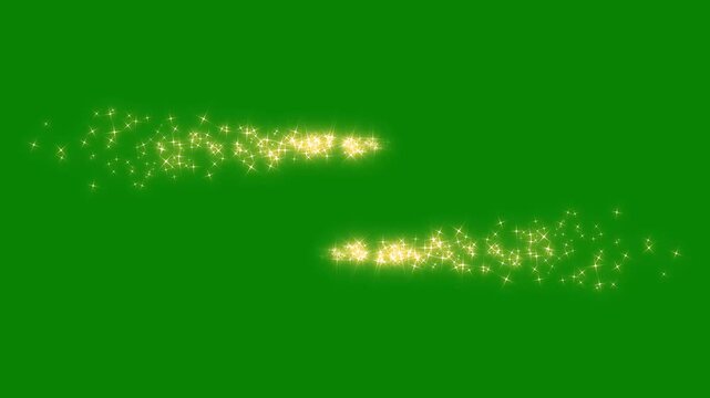 2D glitter star sparkle animation magic line dust path cartoon glitter gold stars and bokeh lights sparkle magic sparkles glitter line stars, green screen background 4k