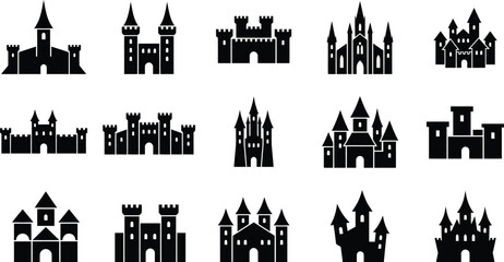 Collection of medieval castle silhouettes for design and decoration © MD Din Islam