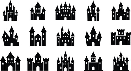 black and white silhouette castles for design © MD Din Islam