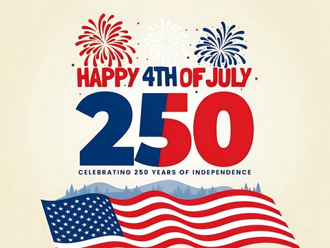 Happy 4th of July celebrating 250 years of American independence and freedom