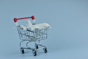Mini airplane rests atop shopping cart © Nazir