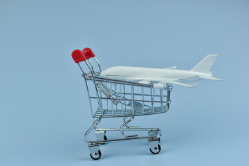 Mini airplane rests atop shopping cart © Nazir