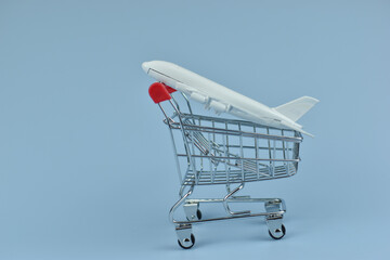 Mini airplane rests atop shopping cart © Nazir