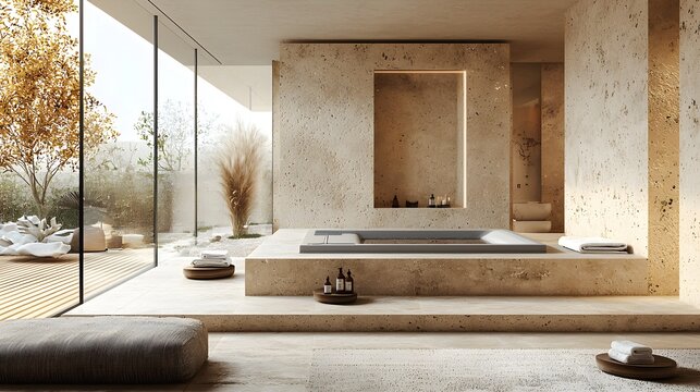 Premium bathroom interior with orchids and pendant lights image