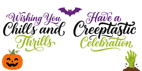 Halloween typography spooky calligraphy phrases for creepy celebrations festive designs © TaraSana