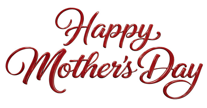 Beautiful elegant red cursive happy mothers day greeting text isolated for cards