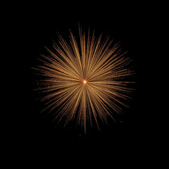 Obraz premium Stunning golden fireworks display bursting in starburst shape against dark night sky, festive celebration and light show.
