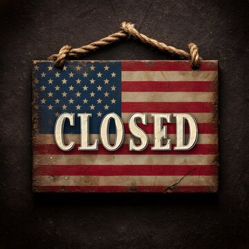 Presidents Day shop closed notice with festive American photo