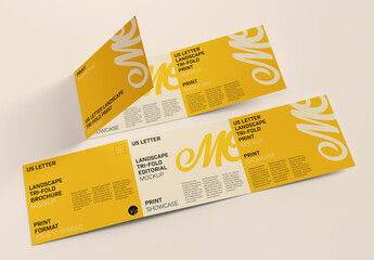 Us Letter Landscape Tri Fold Brochure Mockup
