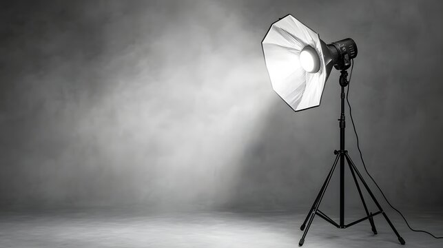 Professional flash lighting system with tripod stands and reflector picture