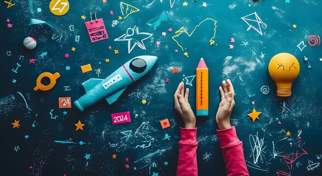 Professional growth illustration featuring teamwork goals and success planning photography