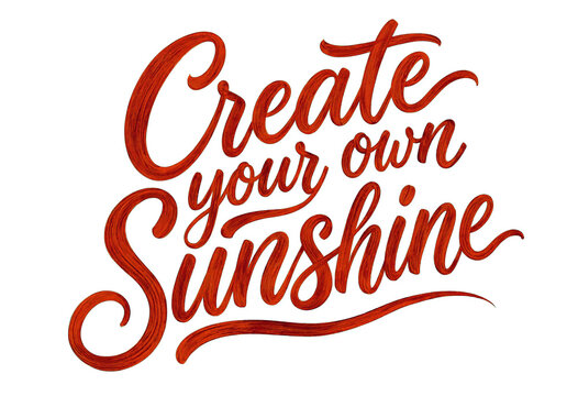 Beautiful handwritten create your own sunshine typography design for motivation and inspiration quotes