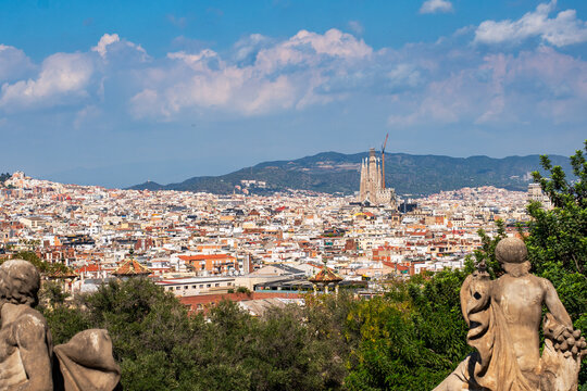Epic traditional European town valley aerial panorama Mediterranean architecture view.
