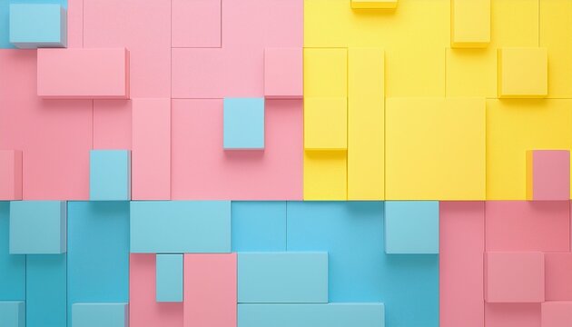Fondo Abstracto Minimalista Con Bloques De Color Pastel Rosa Amarillo Y Azul Para Diseno Creativo