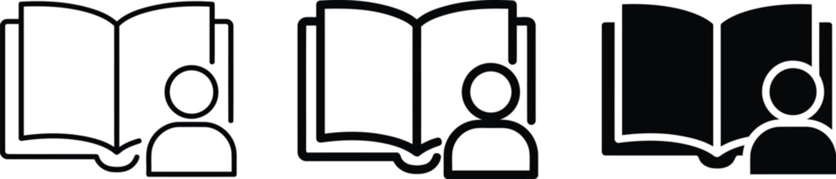 Open book with a person reading and a person