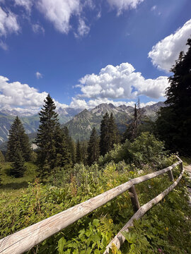 view from the Fellhorn at the Great Walser Valley in Austria