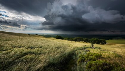 Obraz premium Gloomy Sky With Overcast Clouds A Stunning Nature Landscape Featuring Dark And Dramatic Skies