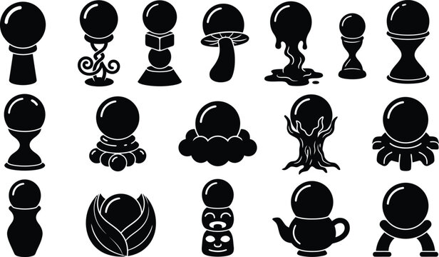 Spooky crystal balls and mystical orbs in various shapes and designs for Halloween