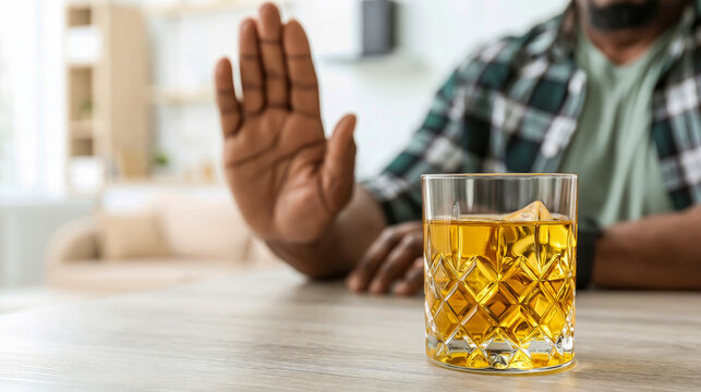 アルコールを遠ざけるストップジェスチャー、飲酒問題の啓発素材
