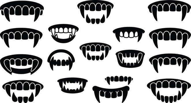 Black vampire fangs Halloween teeth set for spooky party decorations and costumes