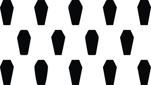 black coffins arranged in a grid for a spooky halloween background