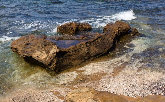 High Tide in El Confital Beach, Las Palmas de Gran Canaria, Canary Islands, Spain