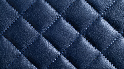 Obraz premium Blue quilted leather texture with stitched diamond pattern
