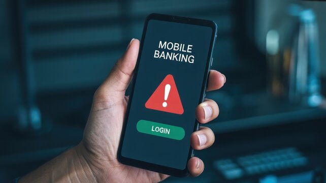 Mobile Banking Warning Sign Displayed