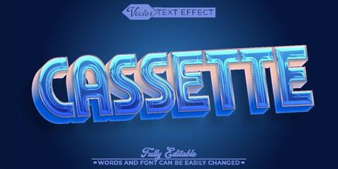 Obraz premium Retro Cassette Tape Music Typography Vector Fully Editable Smart Object Text Effect