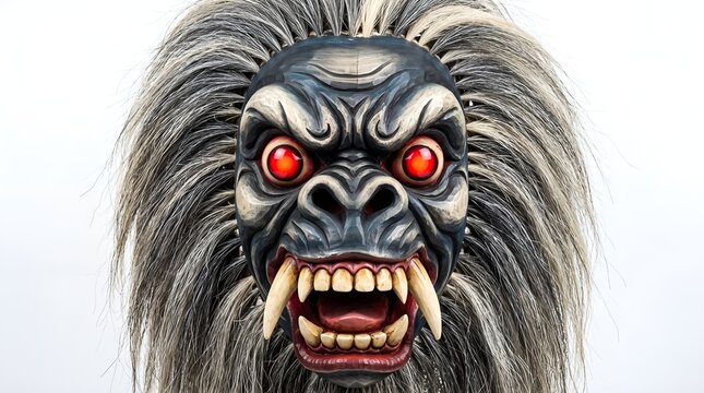 Traditional javanese monkey Mask Representing Mythological Creature.