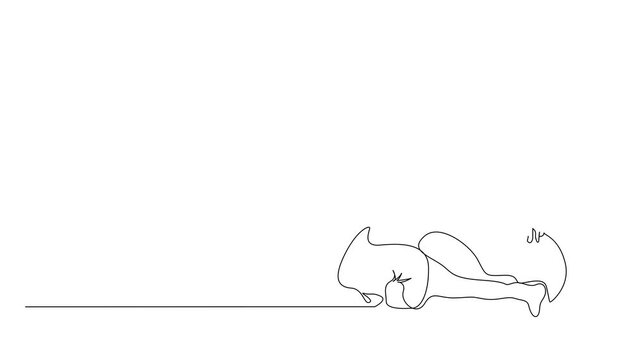 mother girl daughter hugging support care sit together one line art video animation