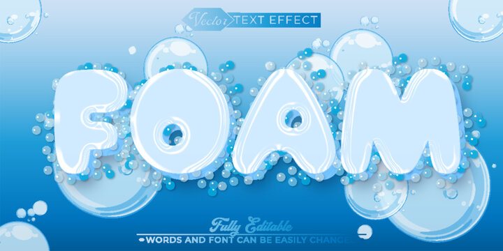  Soft Foam Bubble Texture Typography Vector Fully Editable Smart Object Text Effect