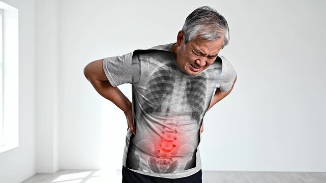 Man with lower back pain x-ray
