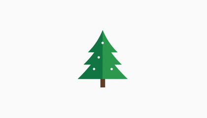 Fototapeta premium Green Christmas tree icon with snowy dot decorations.