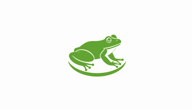 Green frog silhouette sitting on a leaf.