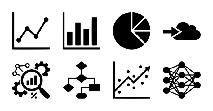 Data Analysis Icons PNG Statistics Charts Graphs, Black Icons